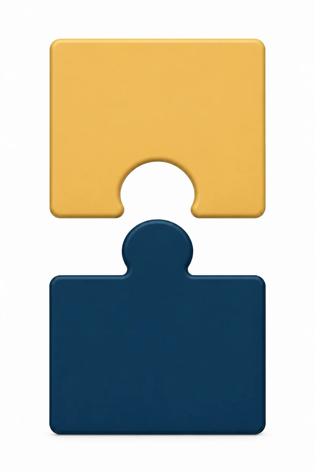 Gold and navy matching puzzle pieces showing complementary male and female shapes